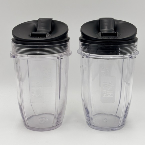 Ninja Other - Nutri Ninja 18oz Single Serve Cups with Sip and Seal Lids Set of 2 Clear Black
